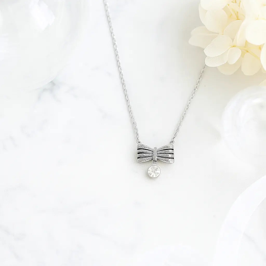 Silver Bow Necklace